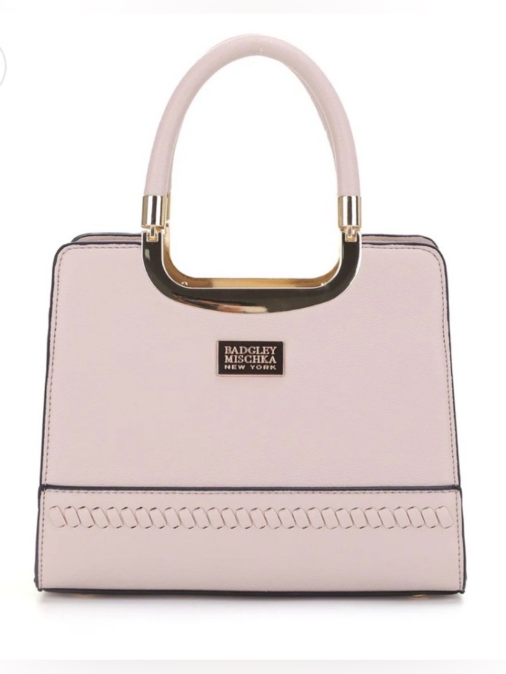 Badgley Mischka “The Anne” Double Handle Satchel Bag | Pale Pink